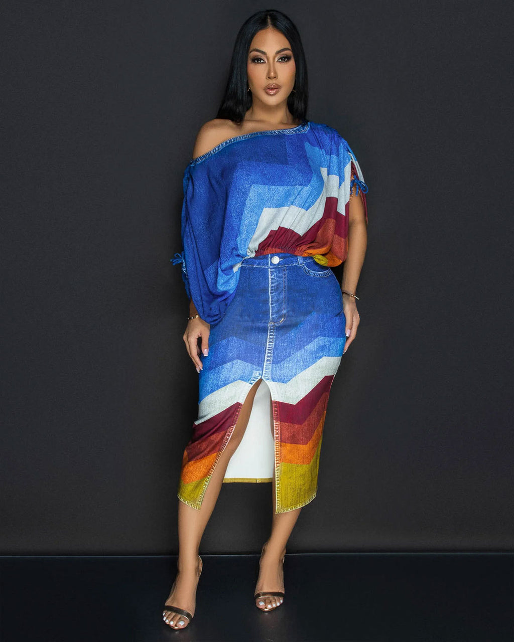 Off the shoulder top and skirt 2-piece set