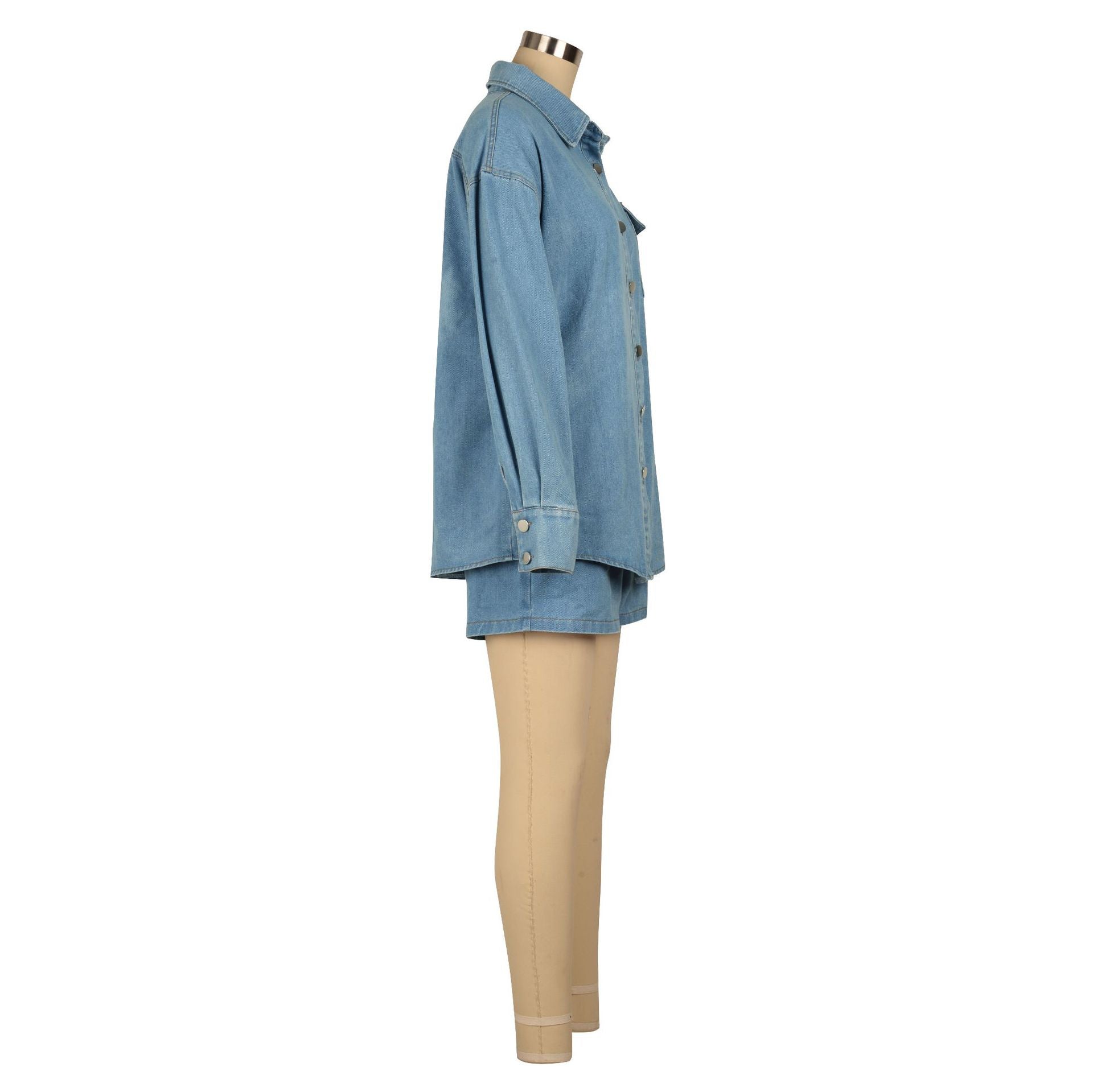 Denim Jacket and Shorts Two-Piece Set