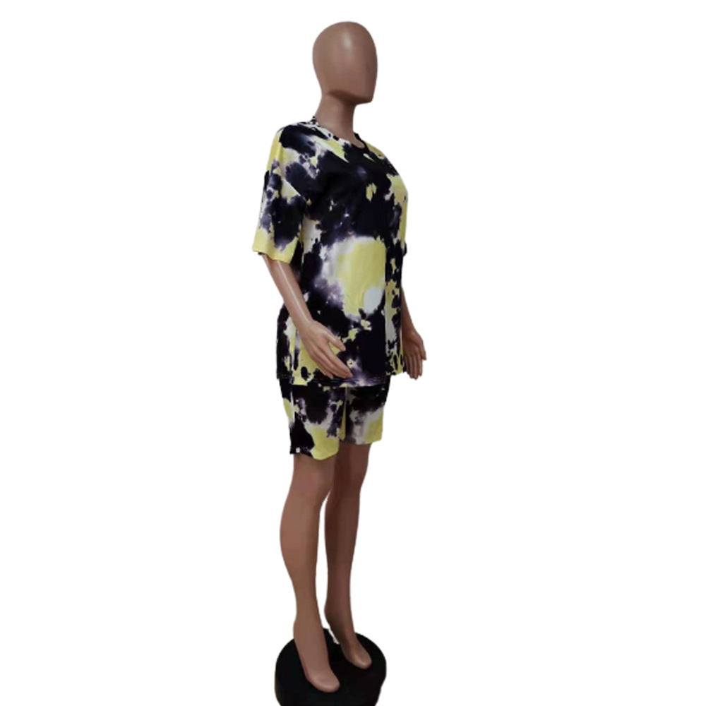 Tie Dye Suit Short Sleeve Shorts Splatter Print