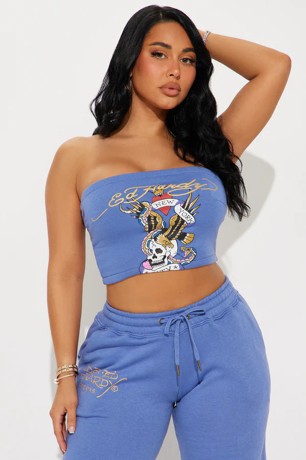 Sexy Strapless Top Trousers Two Piece Set