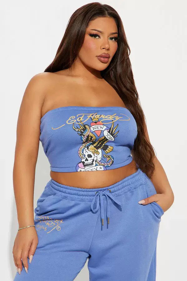 Sexy Strapless Top Trousers Two Piece Set