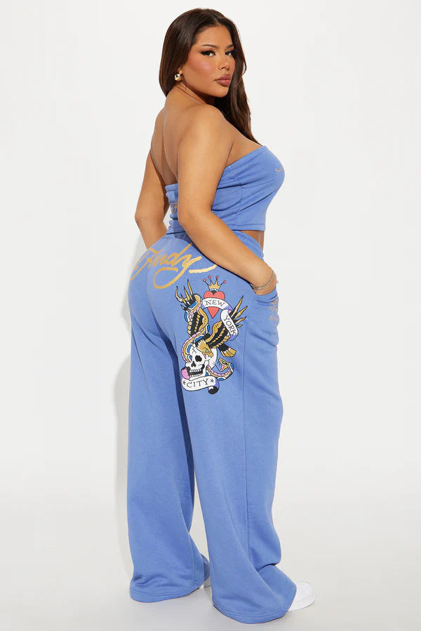 Sexy Strapless Top Trousers Two Piece Set