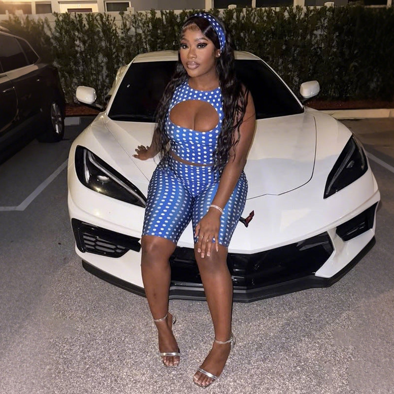 Polka Dot Printed Sexy Top Shorts Two-Piece Set