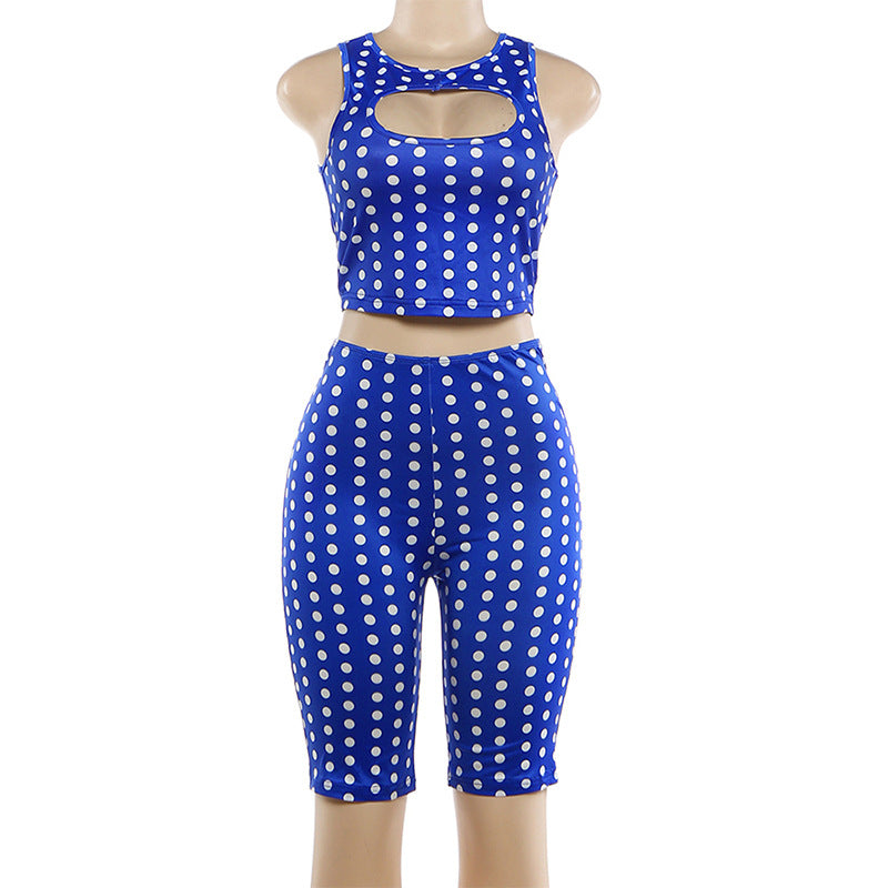 Polka Dot Printed Sexy Top Shorts Two-Piece Set